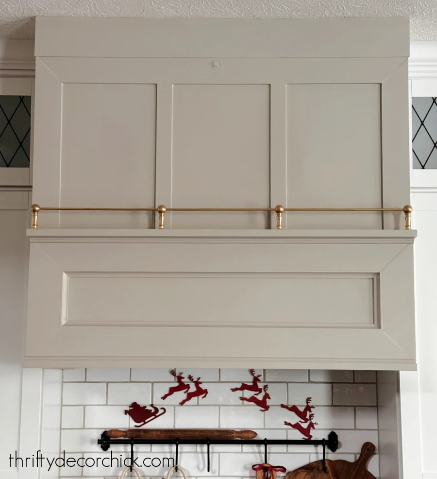 DIY wood range hood brass railing
